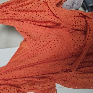 Orange Eyelet Blouse